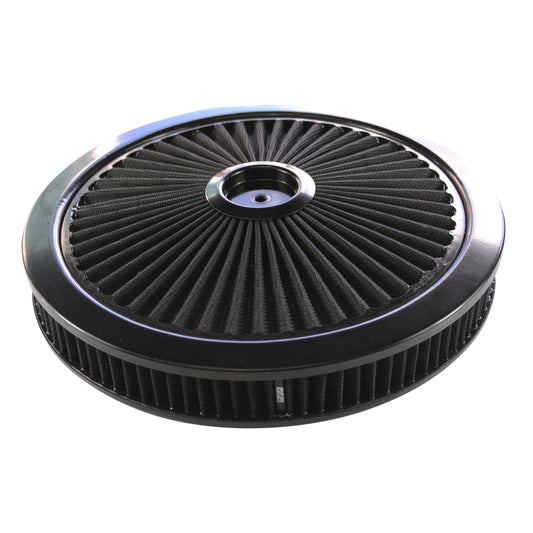 TFI-47639 Extraflow All Black Air Filter Cleaner 14" x 2" Holley or Holden Quadrajet Base