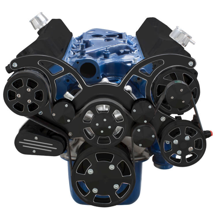 CVF BD-302-WRAPTOR-AC Black Diamond Serpentine System for 289 302 & 351W - AC Power Steering & Alternator - All Inclusive