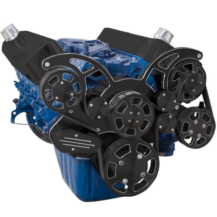 CVF BD-302-WRAPTOR-PS Black Diamond Serpentine System for 289 302 & 351W - Power Steering & Alternator - All Inclusive