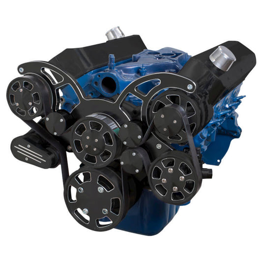 CVF BD-302-WRAPTOR-PS Black Diamond Serpentine System for 289 302 & 351W - Power Steering & Alternator - All Inclusive