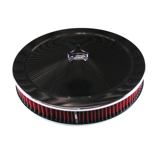 Chrome Air Filter Cleaner 14" x 2" Holley or Holden Quadrajet Base Red Washable