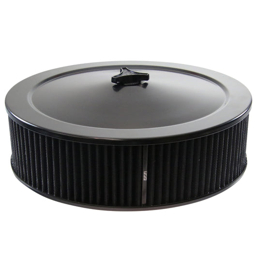 Black Air Filter Cleaner 14" x 4" Holley Rochester Recessed Base Washable Elemen
