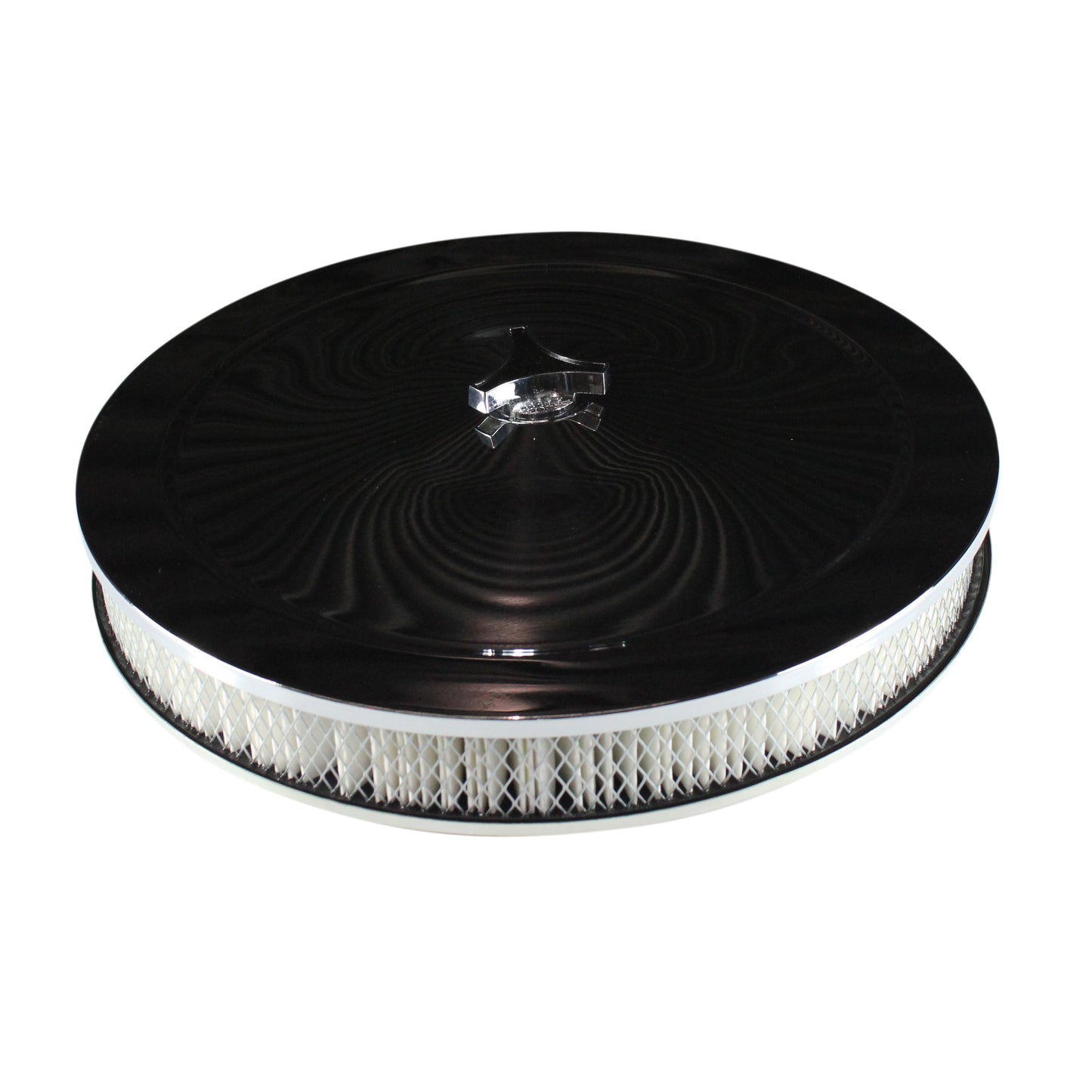 CHROME 14 x 2" AIR CLEANER 476-941 RECESSED BASE 5-1/8" NECK