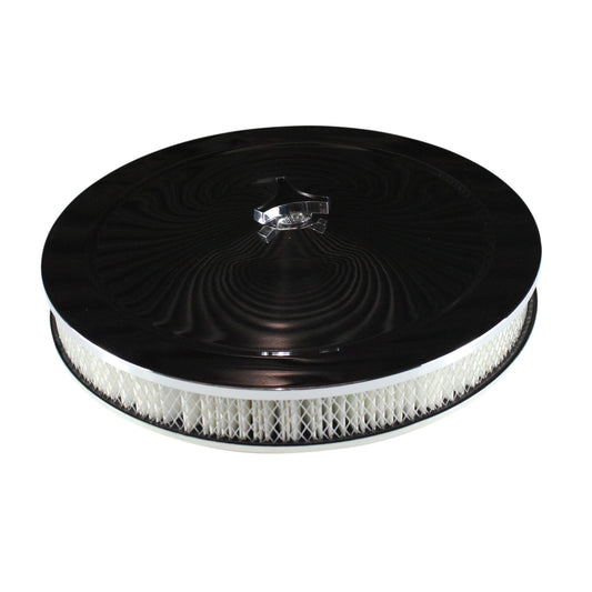 CHROME 14 x 2" AIR CLEANER 476-941 RECESSED BASE 5-1/8" NECK