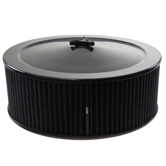 Black Air Filter Cleaner 14" x 5" Holley Rochester Recessed Base Washable Elemen
