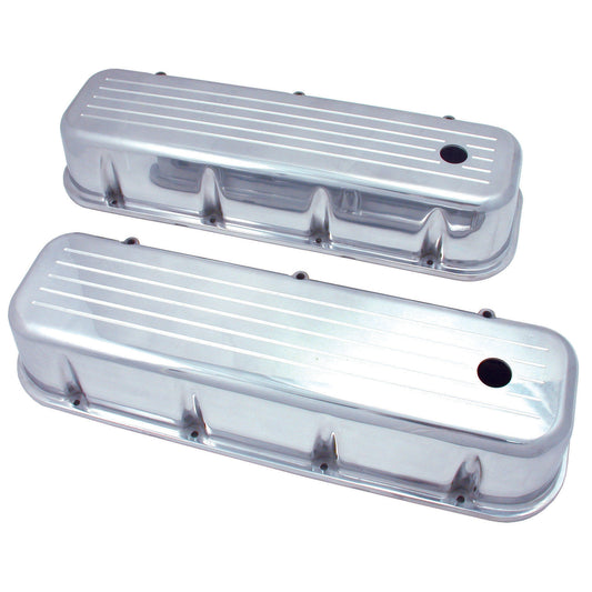 Valve Covers Alloy Chevrolet BB 396-502 Tall Polished Ball Milled Baffled-pr