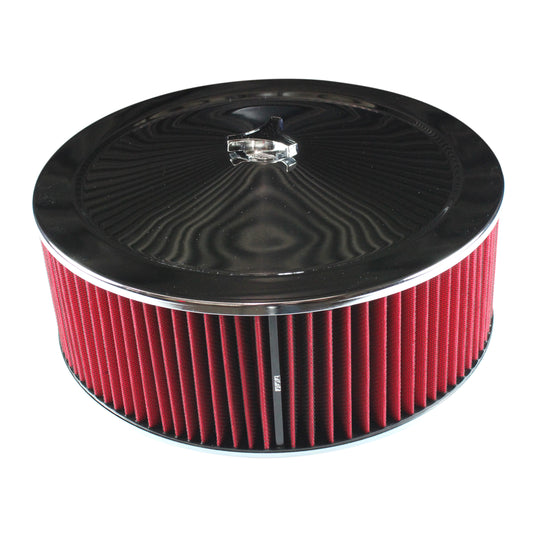 Chrome Air Filter Cleaner 14" x 5" Holley or Holden Quadrajet Base Red Washable