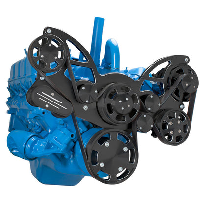 CVF BD-401-WRAPTOR-PS Black Diamond Serpentine System for AMC Jeep 304 360 & 401 - Power Steering & Alternator - All Inclusive