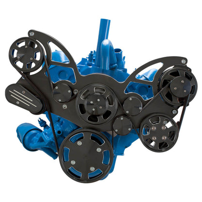 CVF BD-401-WRAPTOR-PS Black Diamond Serpentine System for AMC Jeep 304 360 & 401 - Power Steering & Alternator - All Inclusive