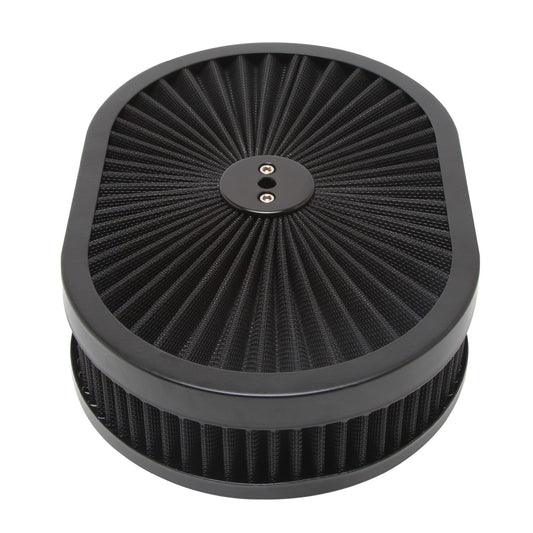 Oval Extraflow Black Edge Air Cleaner 12"x 2" Holley Edelbrock Quadrajet Carter