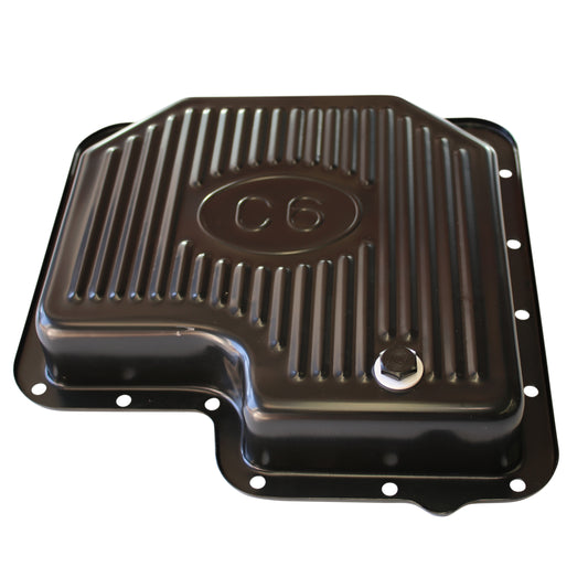 Transmission Pan Ford C6 OEM 2-3/8" Depth Black Steel Finned with Drain Plug