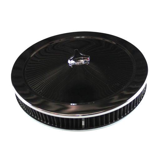 Chrome Air Filter Cleaner 14" x 2" Holley or Holden Quadrajet Base Black Element