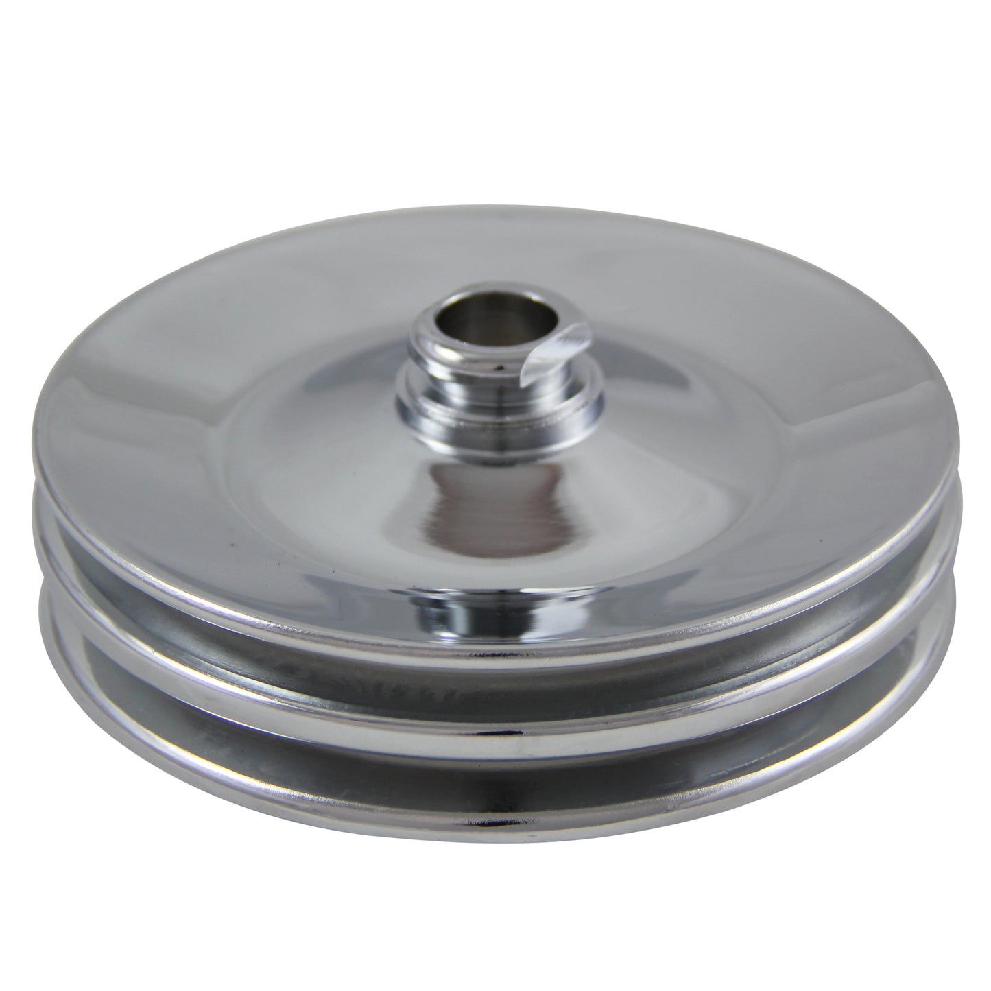 Pulley GM Power Steering Dual Groove Chrome Steel 3/4" Shaft 5-3/4" Diam