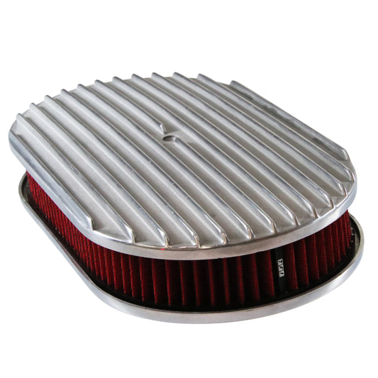 Oval Full Finned Air Cleaner 15" x 2" Holley Edelbrock Quadrajet Red Filter