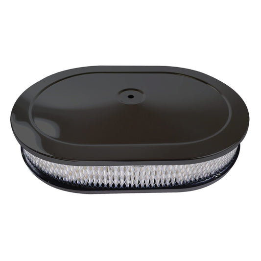 Oval Black Steel Air Cleaner 12" x 2" Holley Edelbrock Rochester Carter
