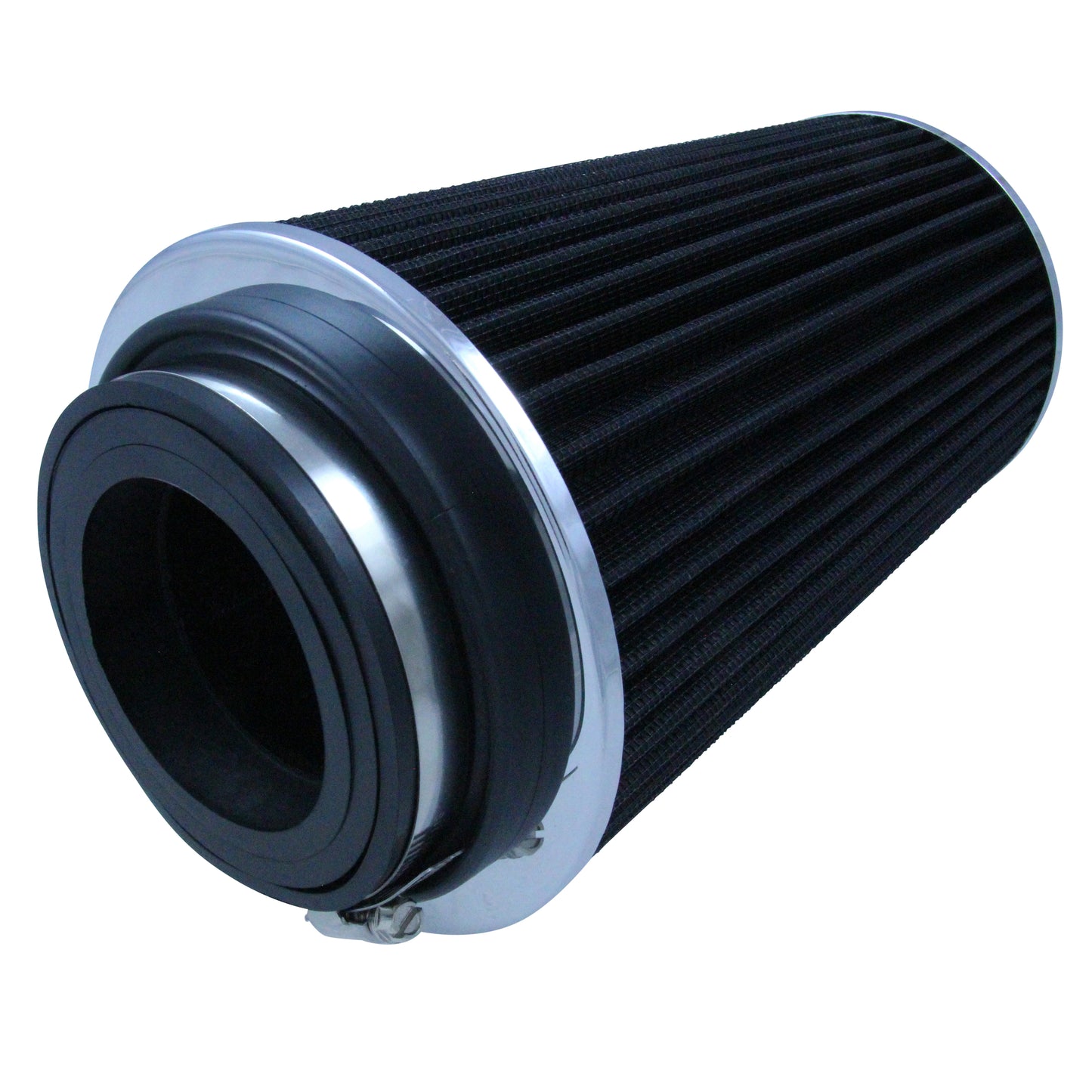 Conical High Flow Air Filter Multi Fit 3"-3.5"-4". 10" Tall Black/Chrome