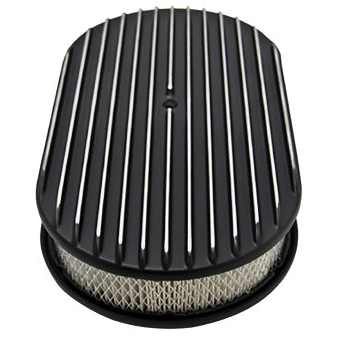 Oval Black Full Finned Air Cleaner 15" x 2" Holley Edelbrock Quadrajet Carter