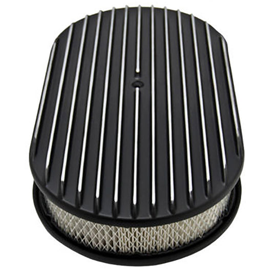 Oval Black Full Finned Air Cleaner 15" x 2" Holley Edelbrock Quadrajet Carter