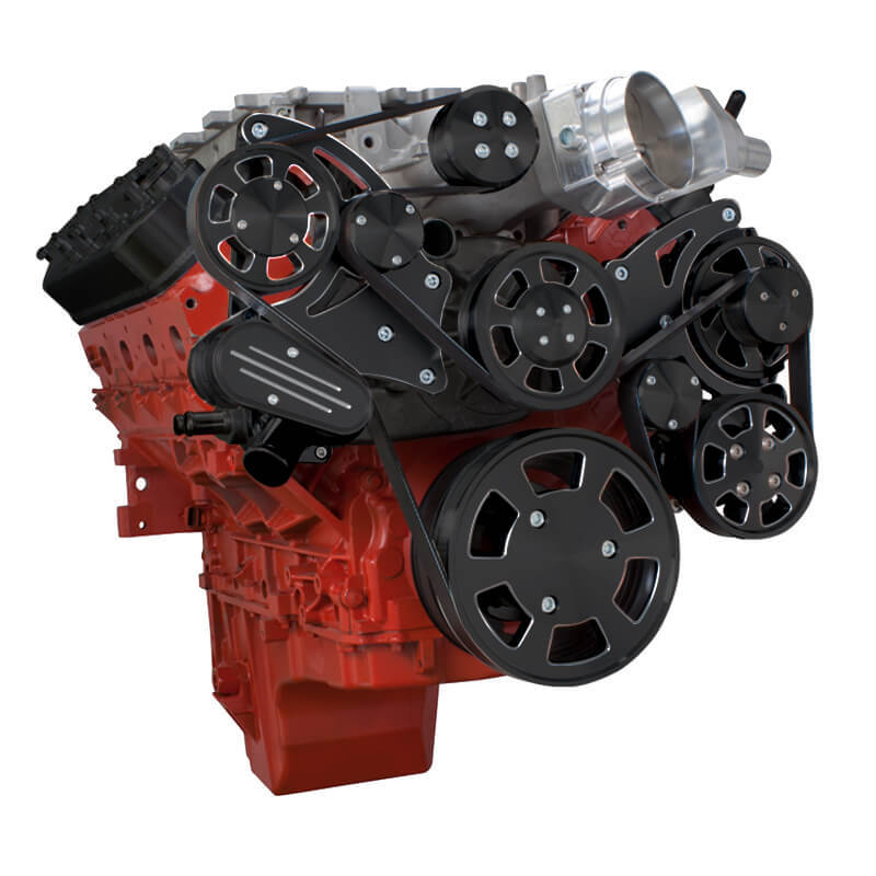 CVF BD-LSA-WRAPTOR-PS Black Diamond Chevy LSA and LS9 Serpentine Kit - Power Steering & Alternator