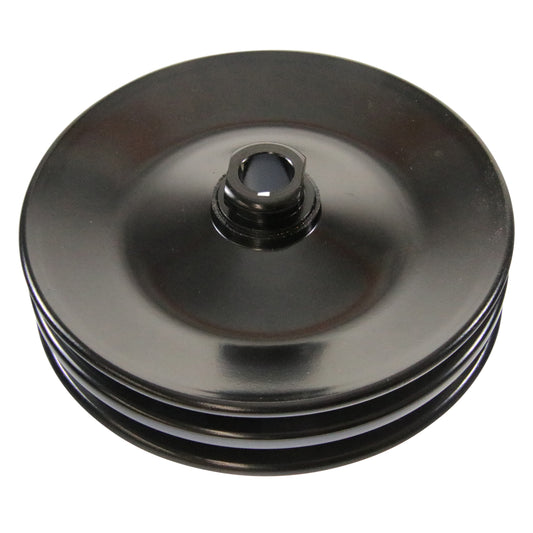 Pulley GM Power Steering Double Groove Black Steel 5/8" Shaft 5-3/4" Diam