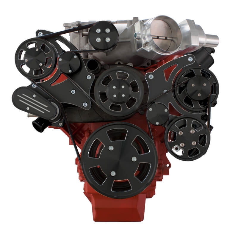 CVF BD-LSA-WRAPTOR-PS Black Diamond Chevy LSA and LS9 Serpentine Kit - Power Steering & Alternator