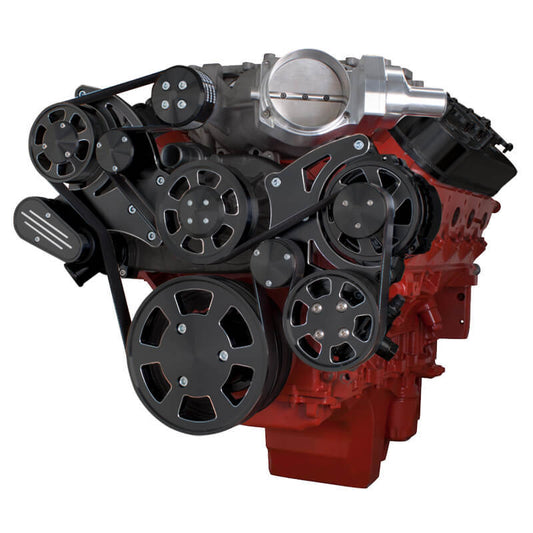 CVF BD-LSA-WRAPTOR-PS Black Diamond Chevy LSA and LS9 Serpentine Kit - Power Steering & Alternator