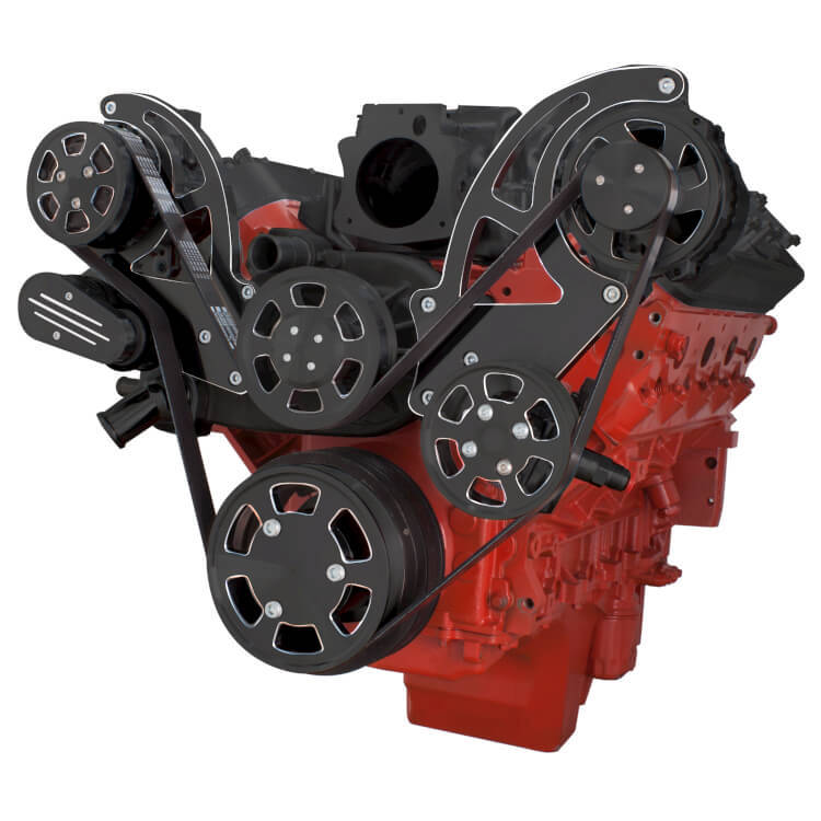 CVF BD-LSX-WRAPTOR-AC Black Diamond Chevy LS Engine Serpentine Kit - AC Alternator & Power Steering