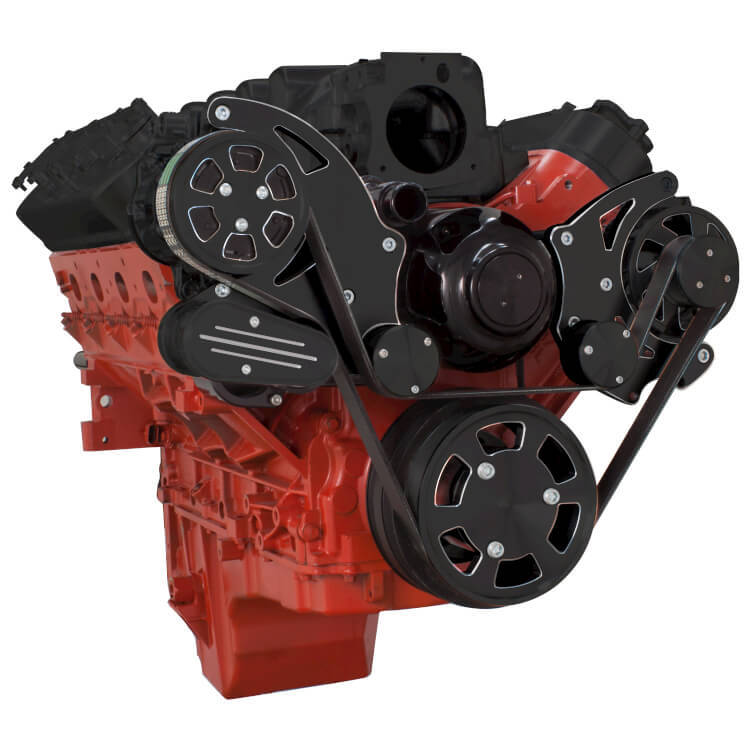 CVF BD-LSX-WRAPTOR-ACO-EWP Black Diamond Chevy LS Serpentine Kit - AC & Power Steering Electric Water Pump