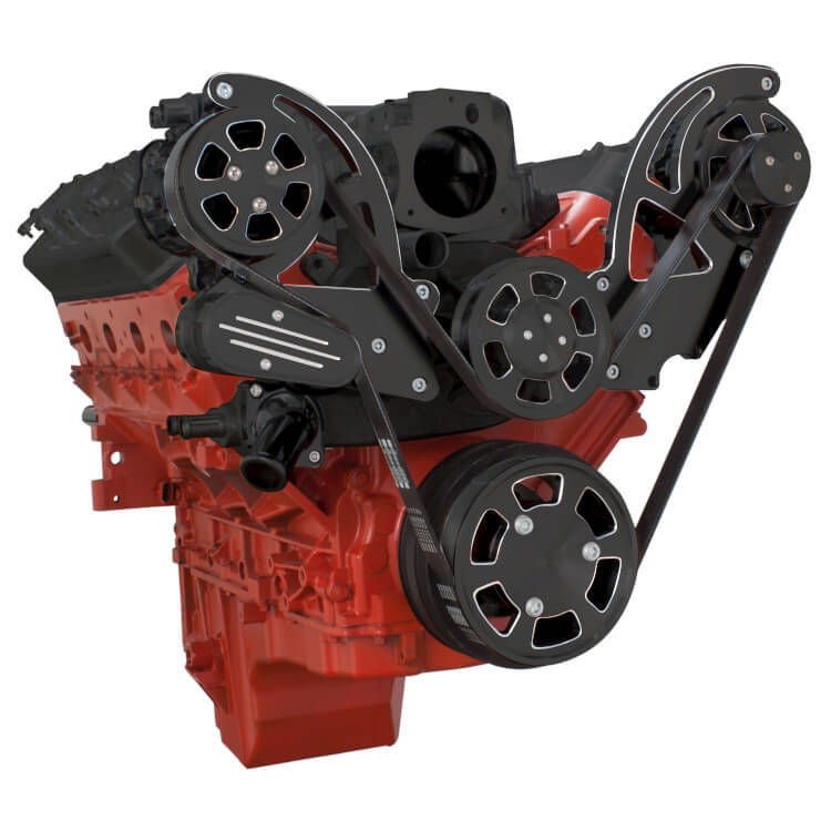CVF Racing CVF-BD-LSX-WRAPTOR-ACO BD-LSX-WRAPTOR-ACO Black Diamond Chevy LS Engine Serpentine Kit - AC & Alternator