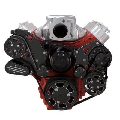 CVF BD-LSX-WRAPTOR-PS-EWP Black Diamond Chevy LS Engine Serpentine Kit - Power Steering & Alternator w/ Electric Water Pump