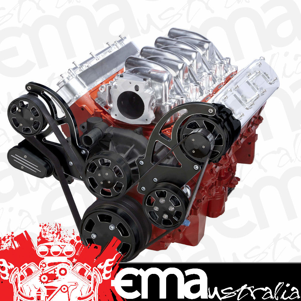 CVF BD-LSX-WRAPTOR-PS Black Diamond Chevy LS Serpentine Kit - Power Steering & Alternator