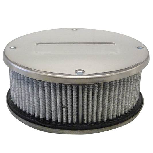 Chrome Air Cleaner 5-1/2" Wide x 55mm Tall SU H4 HD4 HIF4 HS4  1-1/2" Red Elem