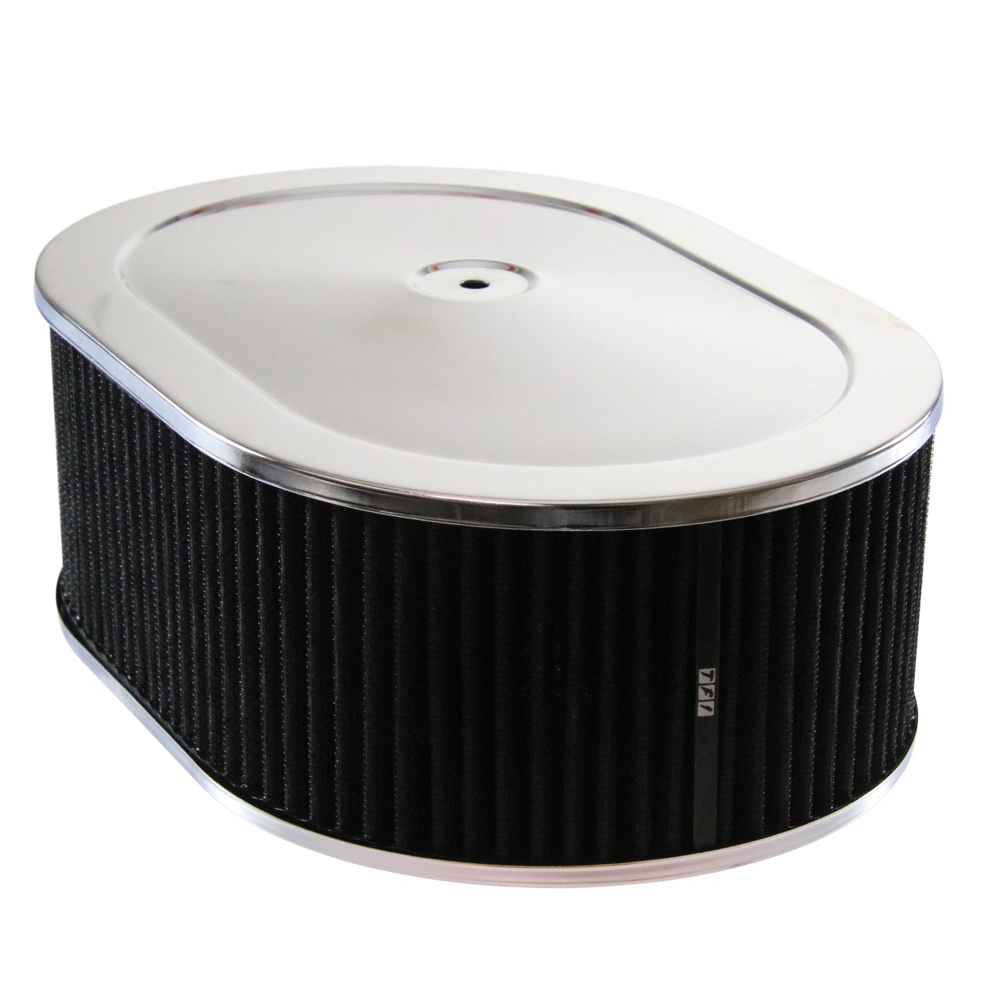 Oval Chrome Steel Air Cleaner 12" x 4" Holley Edelbrock Quadrajet Black Filter