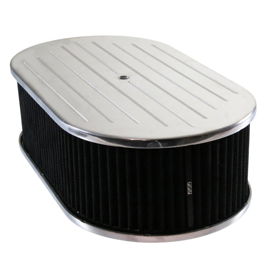 Oval Ball Milled Air Cleaner 15" x 4" Holley Edelbrock Quadrajet Black Filter