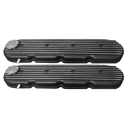 Retro Alloy Valve Cover LS Chev Chevy Engine Finned Black