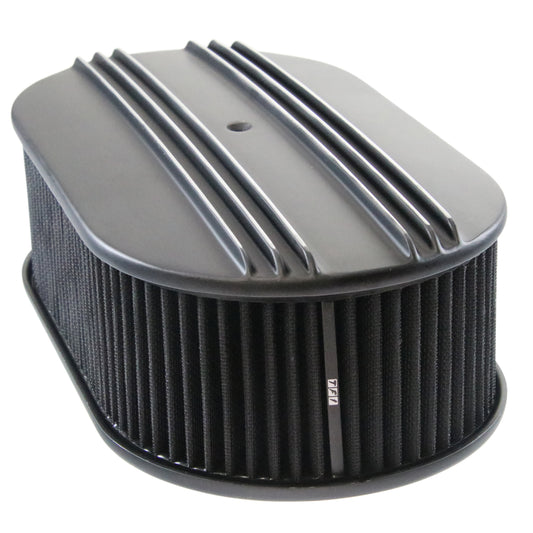 Oval Black Dual Centre Finned Air Cleaner 15" x 2" Holley Edelbrock Quadrajet