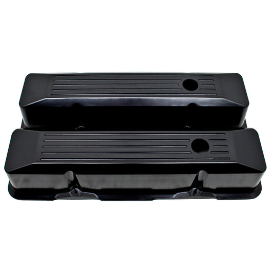 Valve Covers Chev Chevy Small Block 283-305-327-350-400 Tall Ball Milled Black