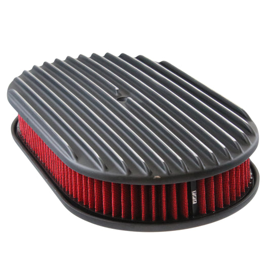 Oval Black Full Finned Air Cleaner 15" x 2" Holley Edelbrock Quadrajet Carter