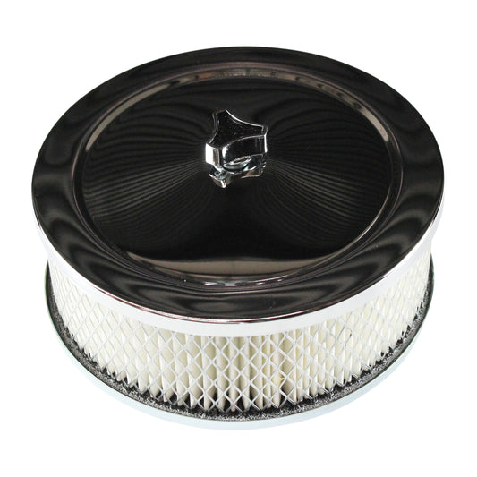 TFI-446-111 Chrome Air Cleaner 6-3/8" Wide x 2" Tall Suit 2-5/8" WW Stromberg Carburettor