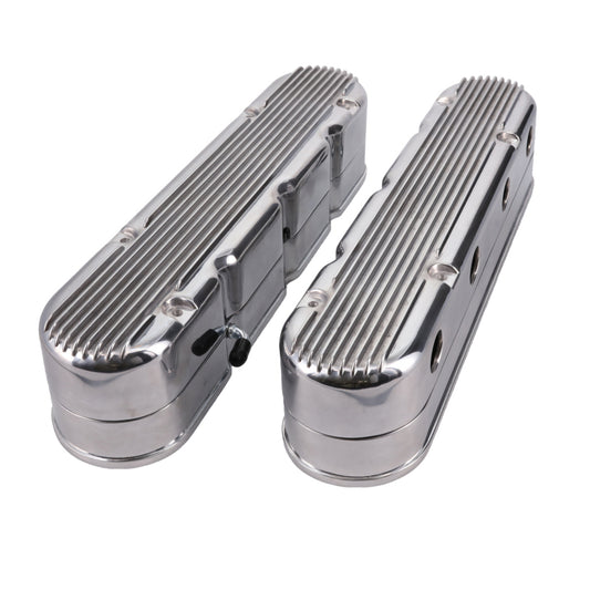 GM LS Finned Cast Alloy 2 Piece Valve Covers with Coil Mounts & Covers Polished