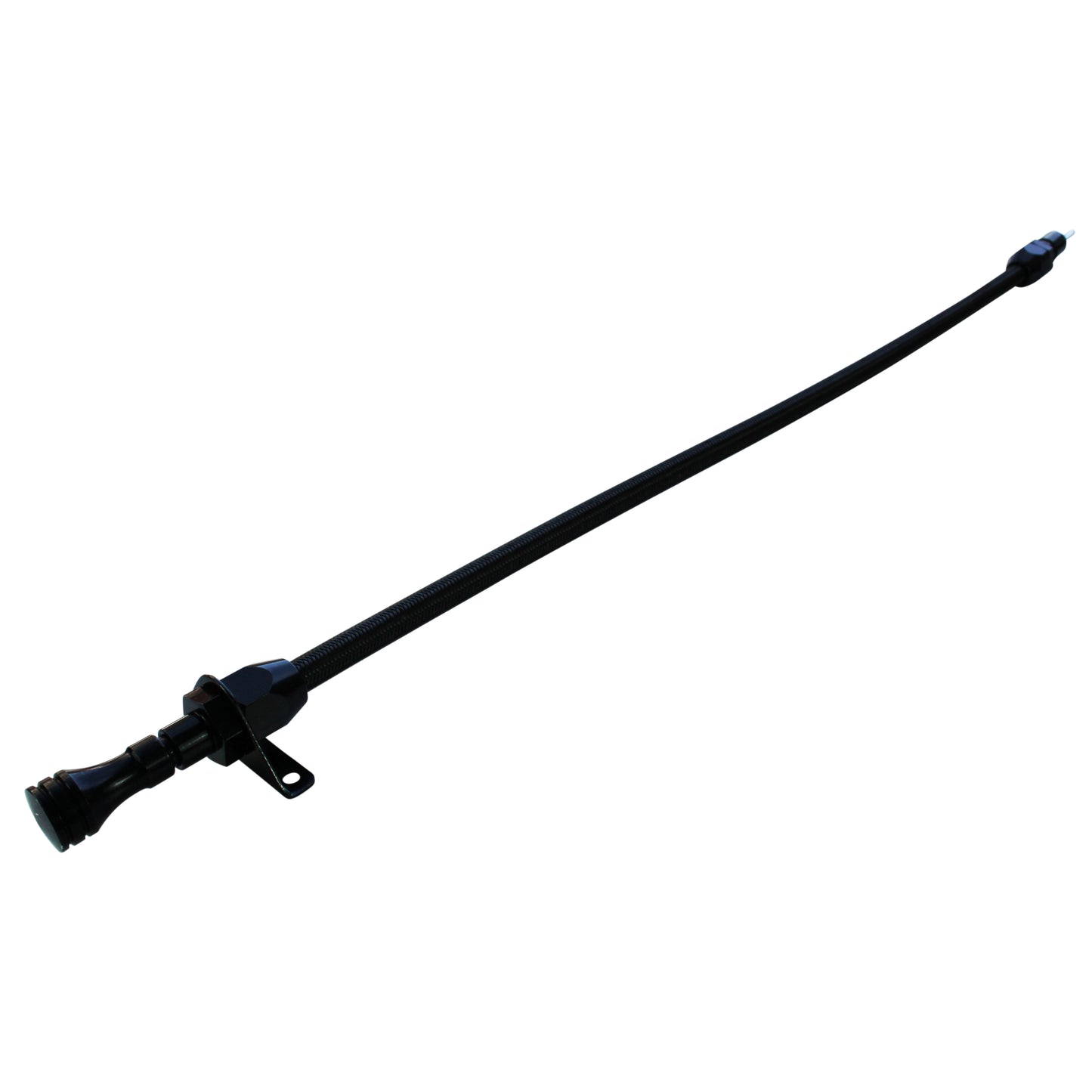 Transmission Dipstick Tube Ford C6 Firewall Mount Flexible Black Braided
