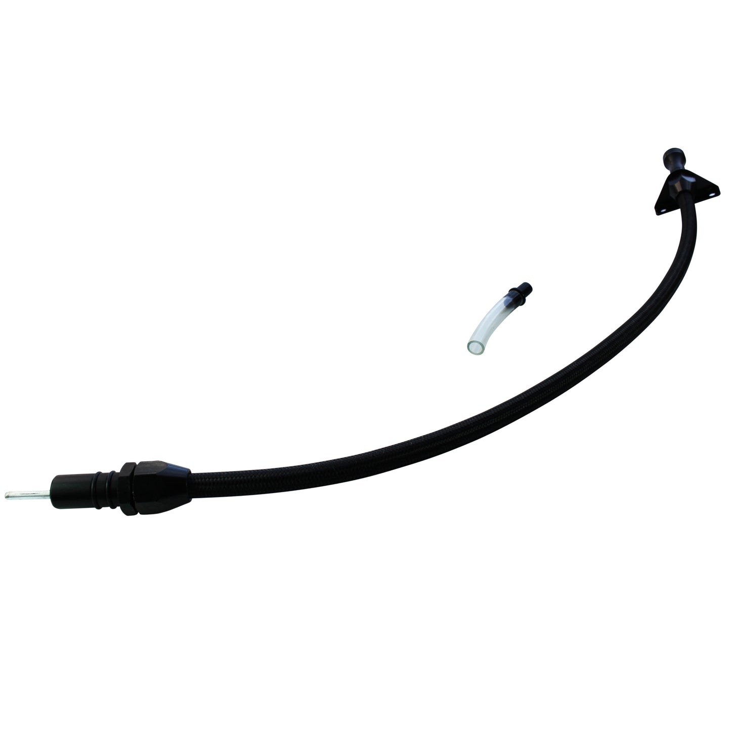 Transmission Dipstick Tube GM Turbo 700R4 Firewall Mount Flexible Black Braided