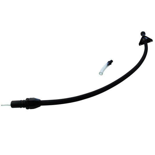 Transmission Dipstick Tube GM Turbo 700R4 Firewall Mount Flexible Black Braided