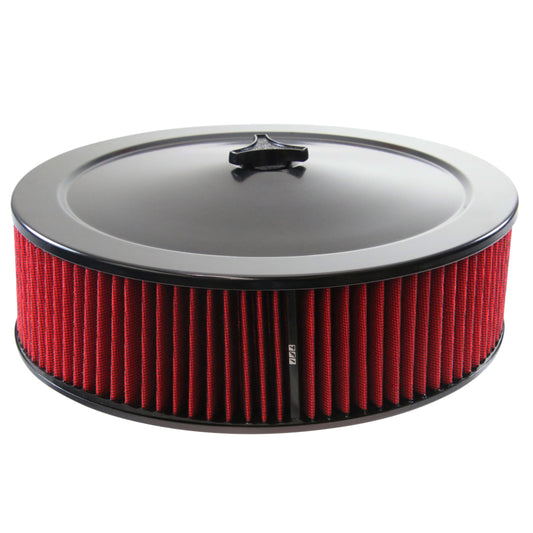 Black Air Filter Cleaner 14" x 4" Holley Rochester Recessed Base Red Element