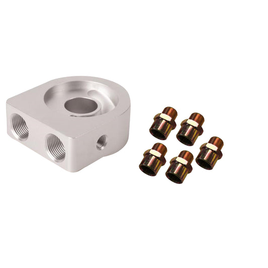 TFI Racing 69-432 Oil Cooler Sandwich Plate Kit Silver (10AN/8AN) with 3/4-16, 13/16-16, 18x1.5mm, 20x1.5mm + 22x1.5mm Fittings
