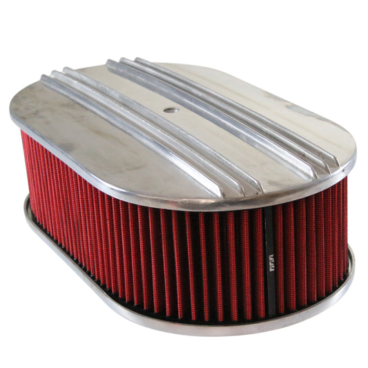 Oval Dual Centre Finned Air Cleaner 15" x 4" Holley Edelbrock Quadrajet Carter