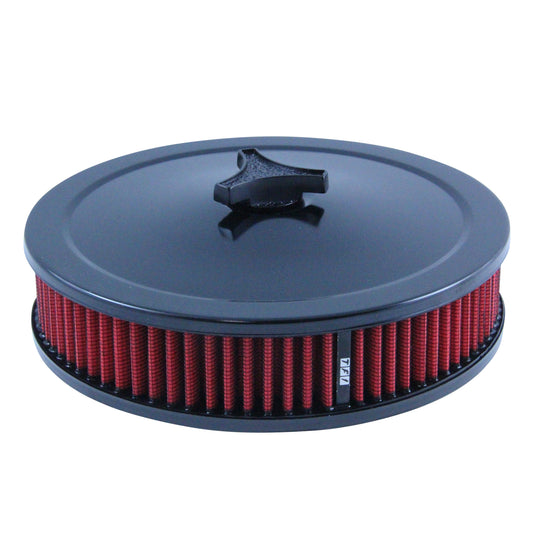 Black Air Cleaner 9" Wide x 2" Tall Holley Edelbrock Carburettor Red Element