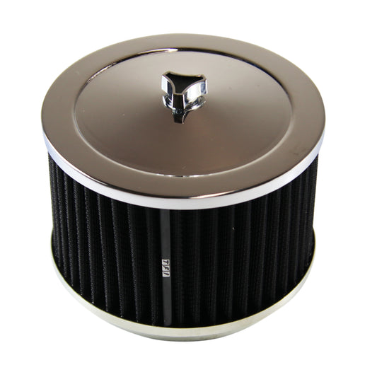 Chrome Air Cleaner 6-3/8" Wide x 4" Tall Suit Holley Carb Black Washable Element