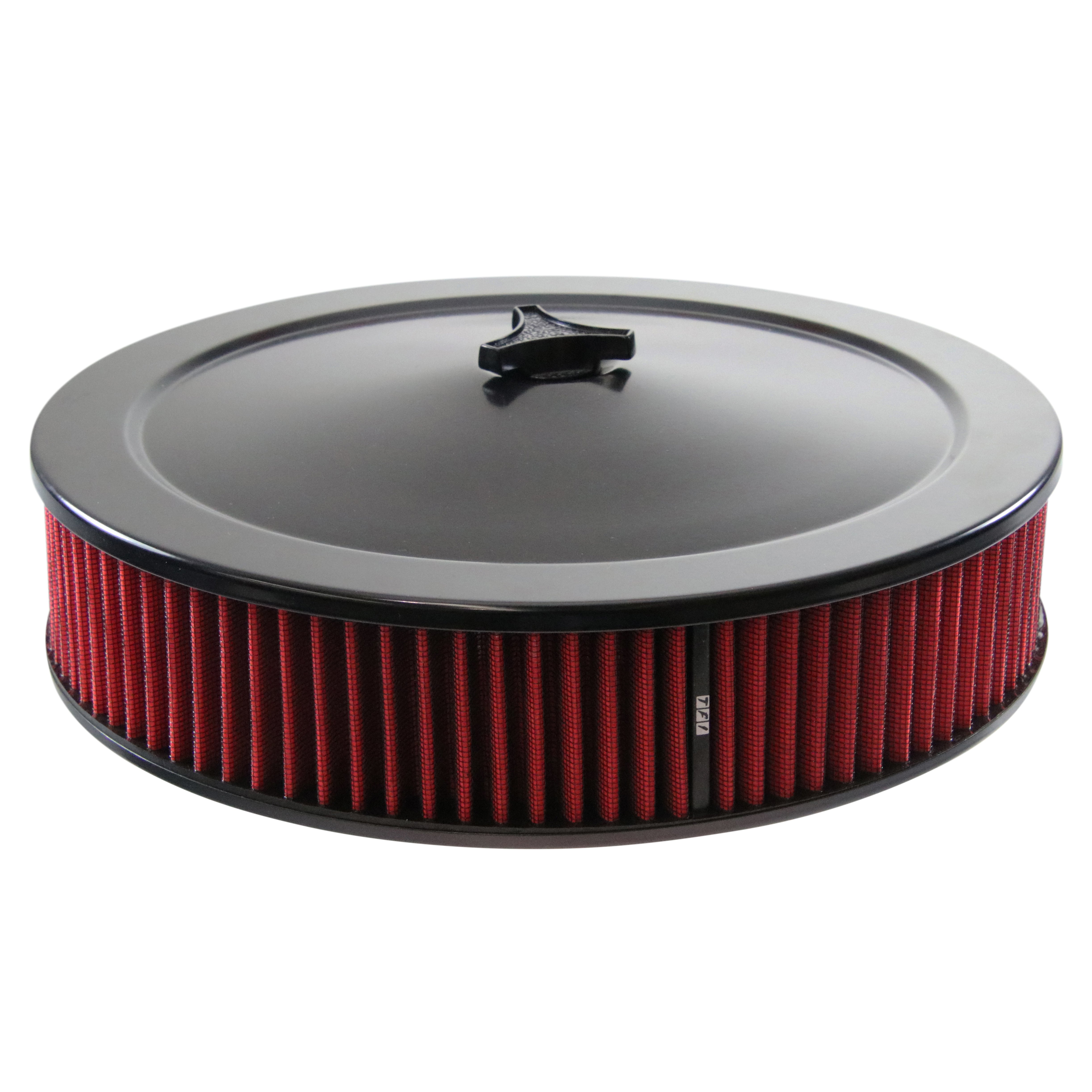 thumbnail interactive-video image 1 of Chrome Air Filter Cleaner 14" X 2" - Holley Rochester Recessed Base W/ Blue Element 1 of 4