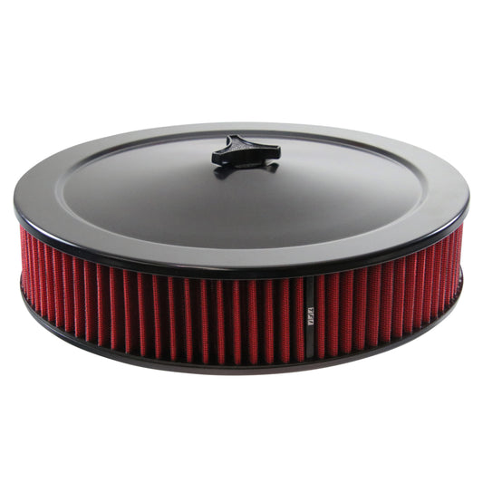 Black Air Filter Cleaner 14" x 3" Holley or Holden Quadrajet Base Red Element